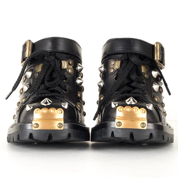 Miu Miu  Black Leather Studded Heeled Mules 37.5