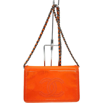 Chanel  Leather Chain Wallet Orange