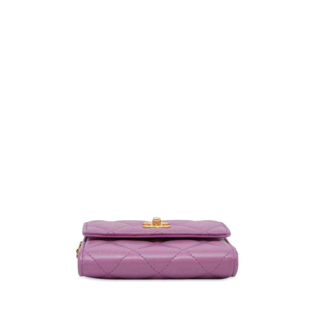 CHANEL Lambskin Mini Pearl Crush Wallet with Chain Crossbody Bag