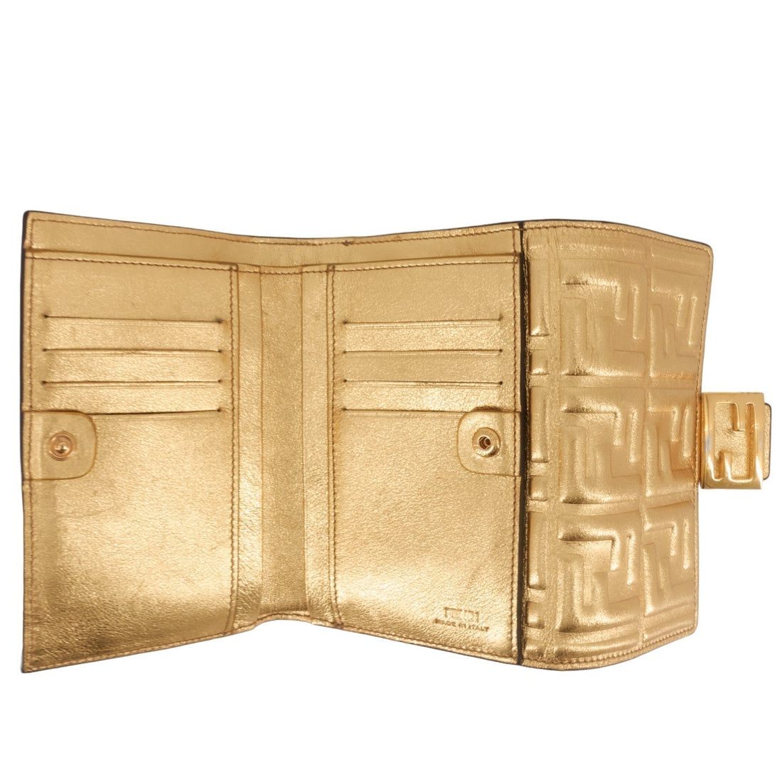 FENDI Continental Vitello Catalan Mirror Leather Bifold Wallet