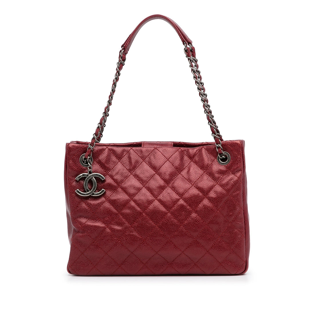 Red Top Quality Chanel Small Caviar City Shopper Tote Bag