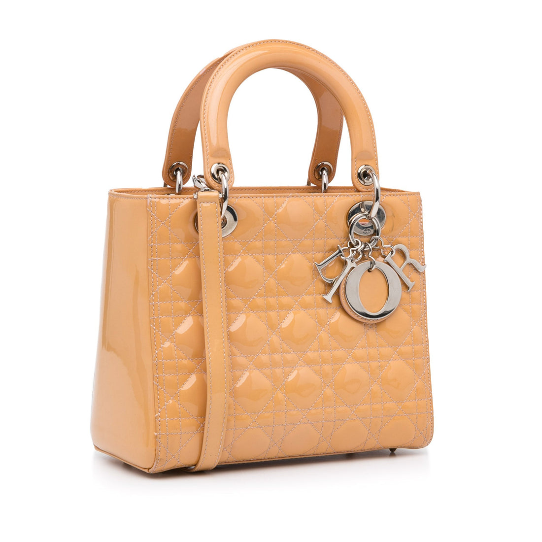 Dior Lady Dior Medium Light Orange Cannage Quilted  Leather