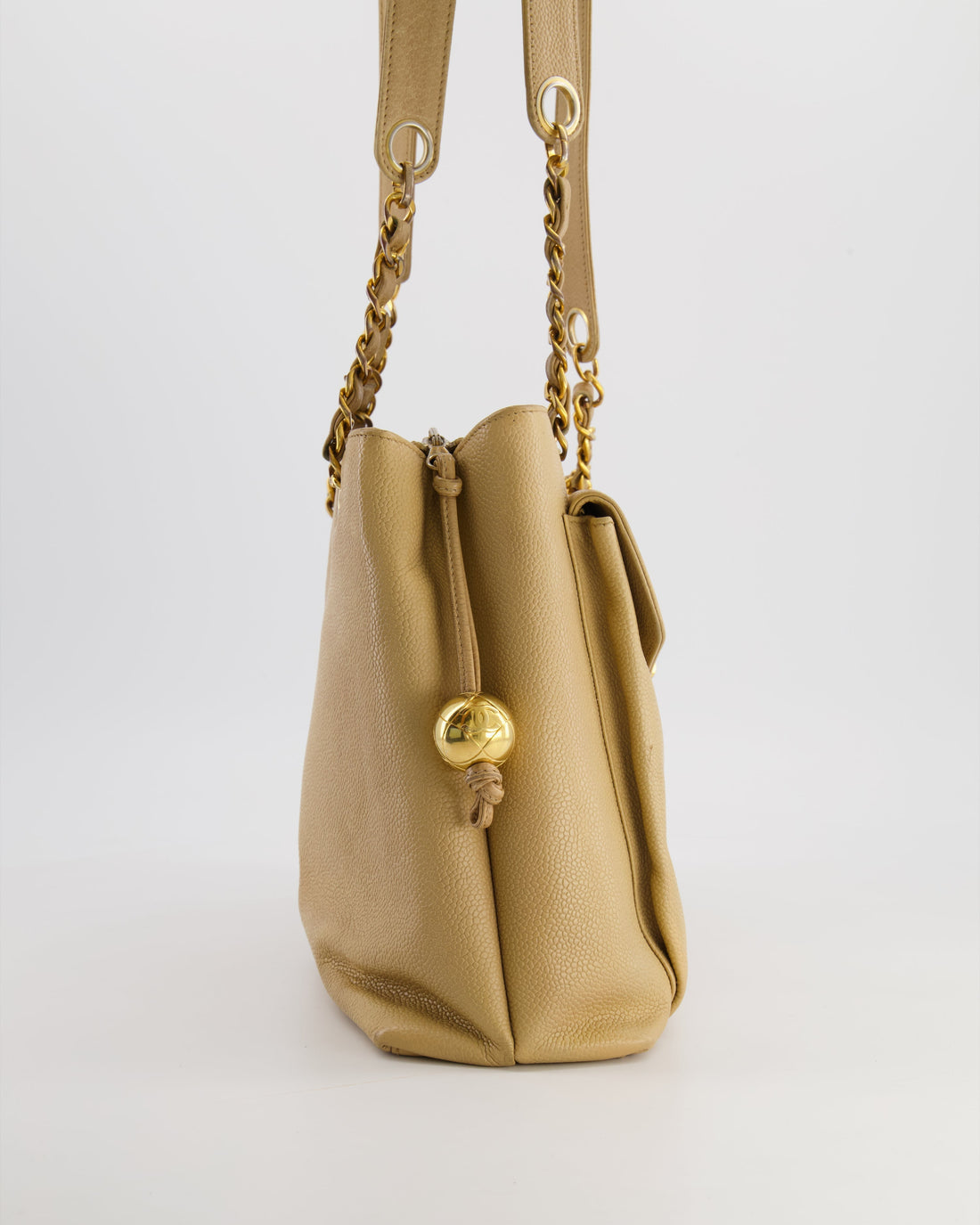 Chanel  Beige Caviar CC Logo Tote Bag with 24k Gold Hardware