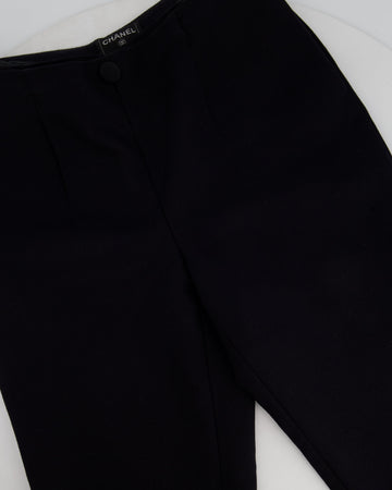 Top Quality Chanel Navy Pleated Button Down Wool Tror FR 40 (UK 12)