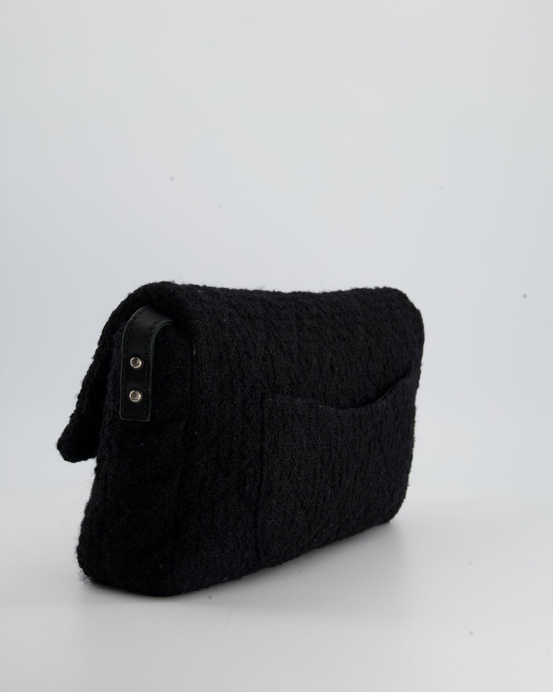Chanel Large Black Reissue Bag in Tweed Fabric with Ruthenium Hardware