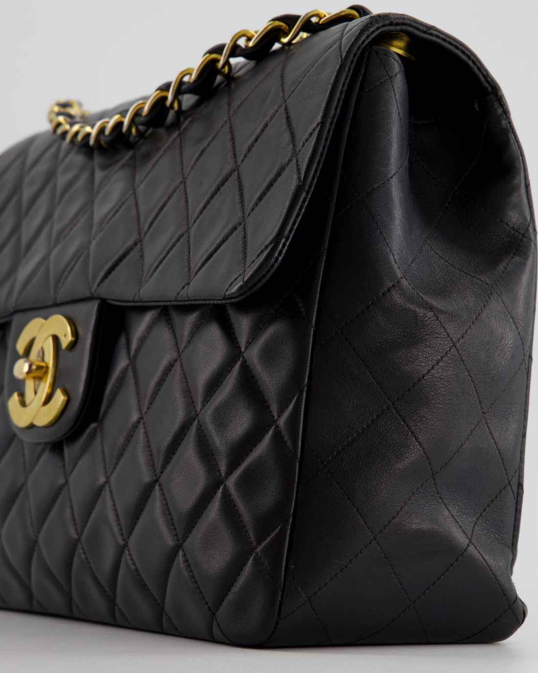 Chanel Navy  Maxi Mademoiselle Single Flap Bag in Lambskin with 24K Gold Hardware