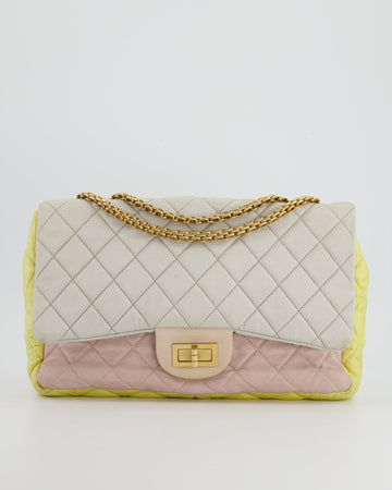 *SUPER FIRE PRICE* Pearl Street Bags Chanel Large Jersey Reissue Pastel Yellow, Grey and Pink with Antique Gold Hardware
