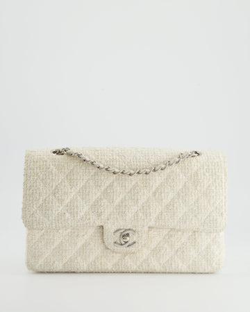 Pearl Street Bags Chanel  White Tweed Classic Double Flap Bag with Silver Hardware RRP - ¬£8,530