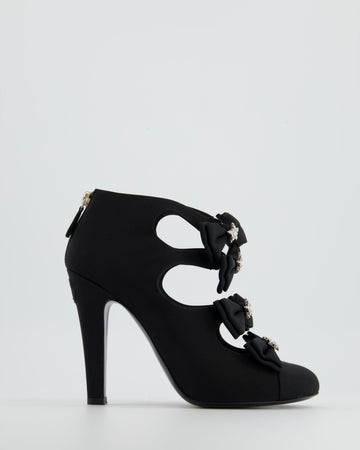 Pearl Street Bags Chanel A/15 Satin Star Buffalo Round Toe Bow Heels Size EU 39.5