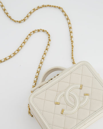 Pearl Street Bags Chanel White Small Vanity Case Bag in Caviar Leather with Champagne Gold Hardware