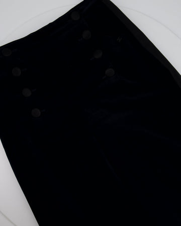 Pearl Street Bags Chanel Navy Velvet Wide Leg Trors with Black Satin Band and CC Logo Details FR 44 (UK 16)
