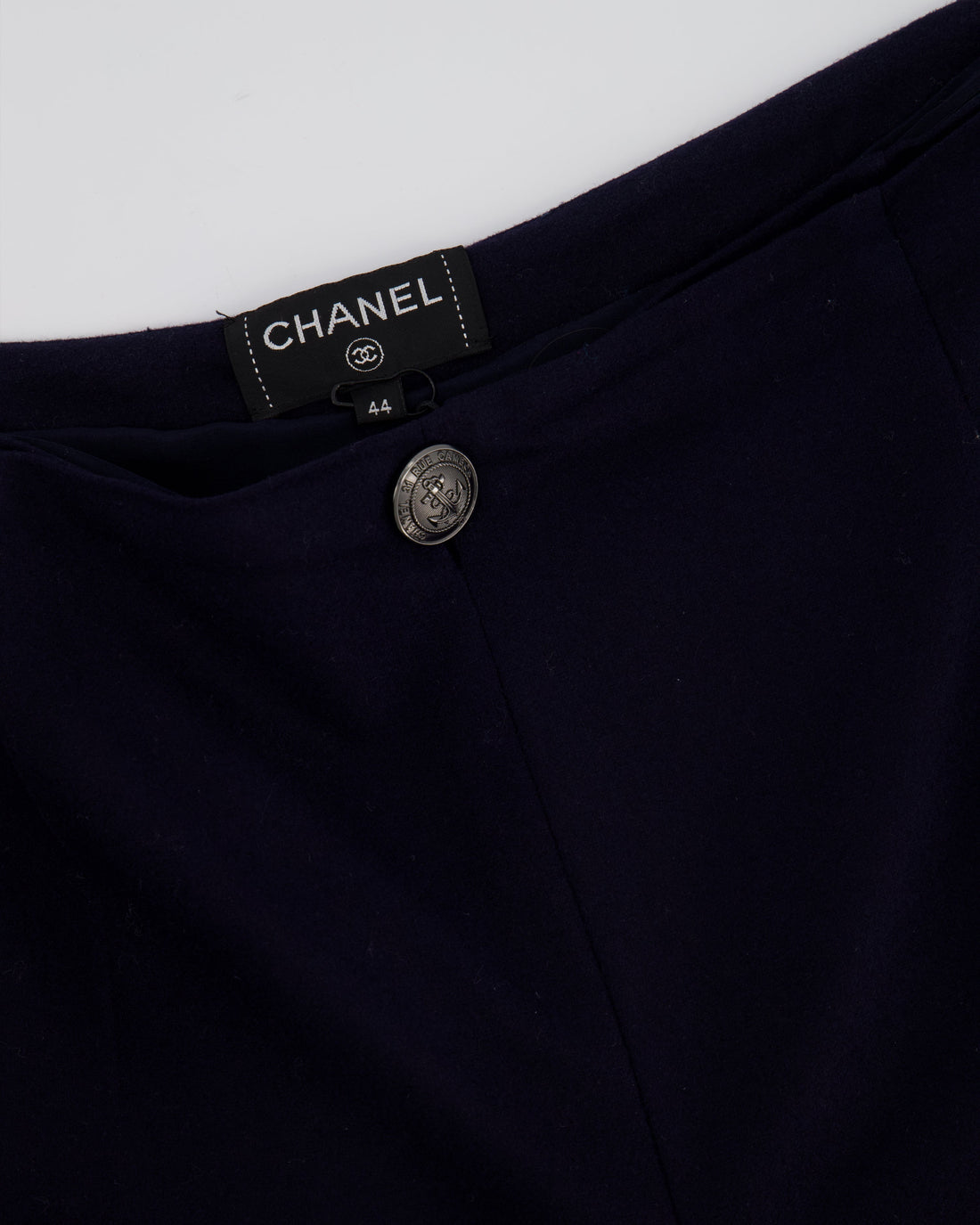 Pearl Street Bags Chanel Navy Wool Straight Leg Trors with CC Logo Details FR 44 (UK 16)