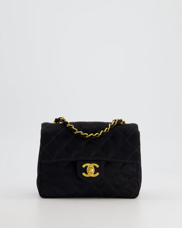 *HOT* Pearl Street Bags Chanel  Satin Black Mini Square Flap Bag with 24K Gold Hardware