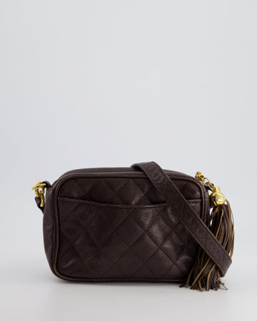 Pearl Street Bags Chanel  Chocolate Brown Small Camera Bag in Caviar Leather with Gold Hardware