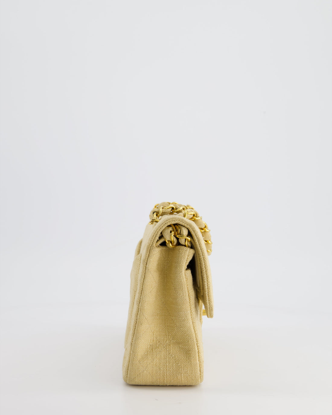 * Chanel Beige Small Fabric Double Flap Bag with 24K Gold Hardware