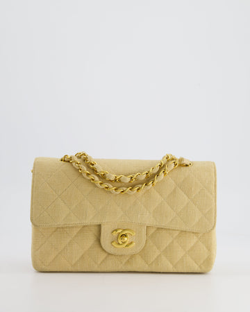 *HOT * Pearl Street Bags Chanel Beige Small Fabric Classic Double Flap Bag with 24K Gold Hardware