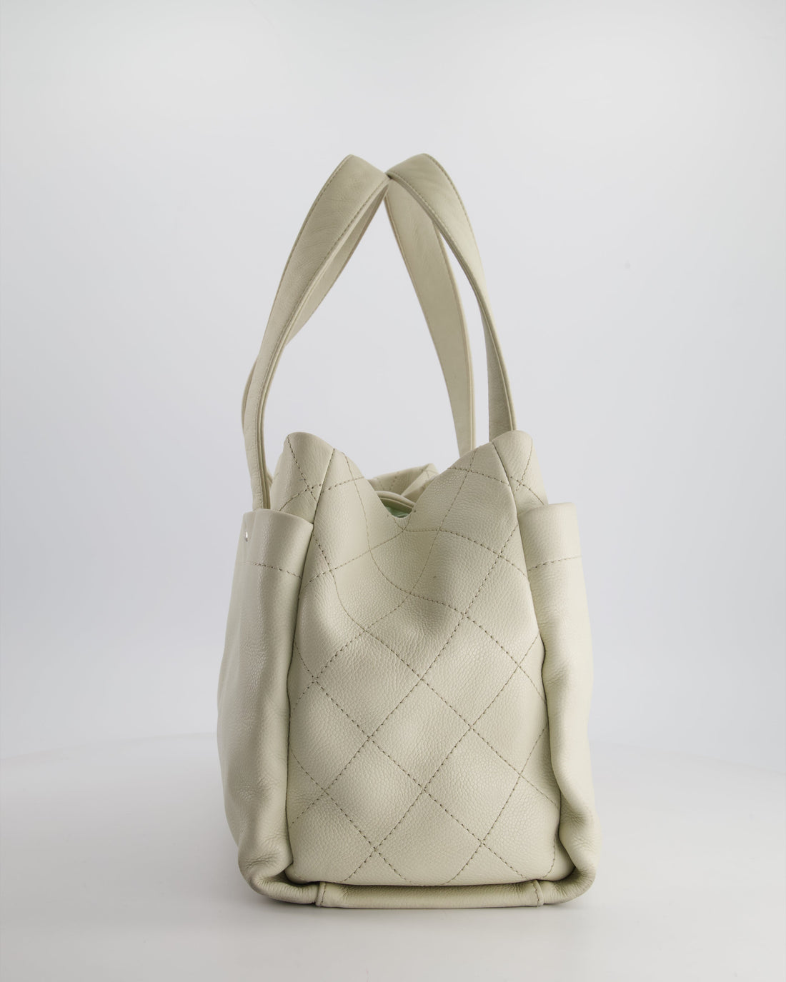 Chanel Ivory Ultimate Executive Shopper Tote Bag in Caviar Leather with Silver Hardware