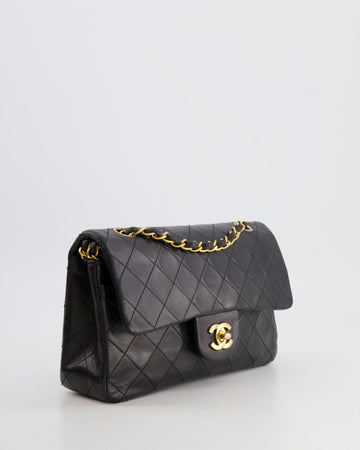 Chanel Black Small  Double Flap Bag in Lambskin Leather with 24K Gold Hardware