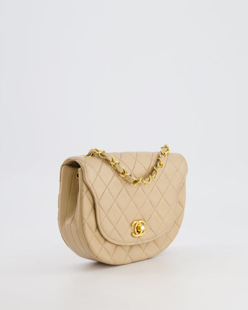 Chanel  Beige Mini Half Moon Bag with 24k Gold Hardware