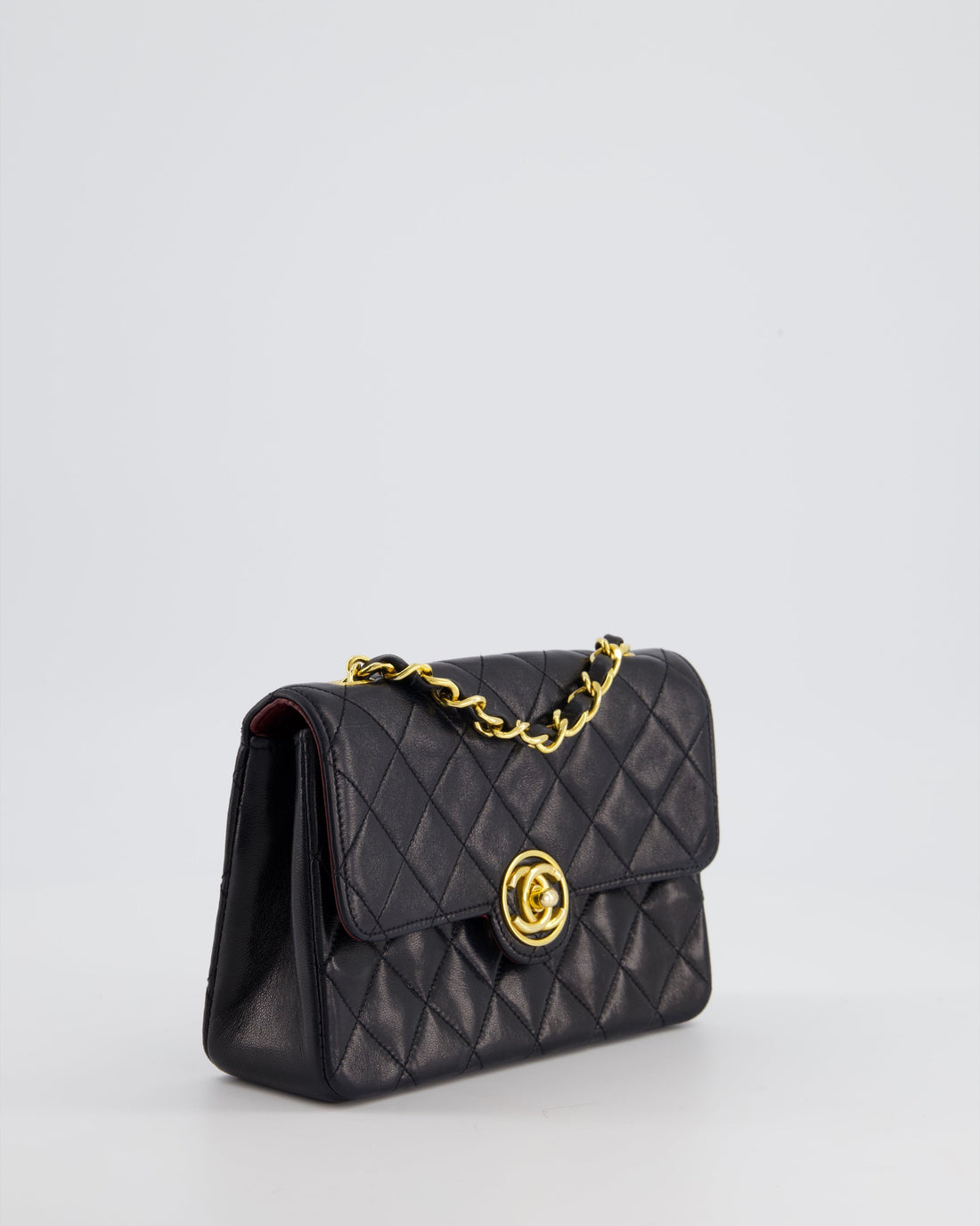 Chanel  Black Mini Rectagular Single Flap Bag in Lambskin Leather and 24K Gold Hardware