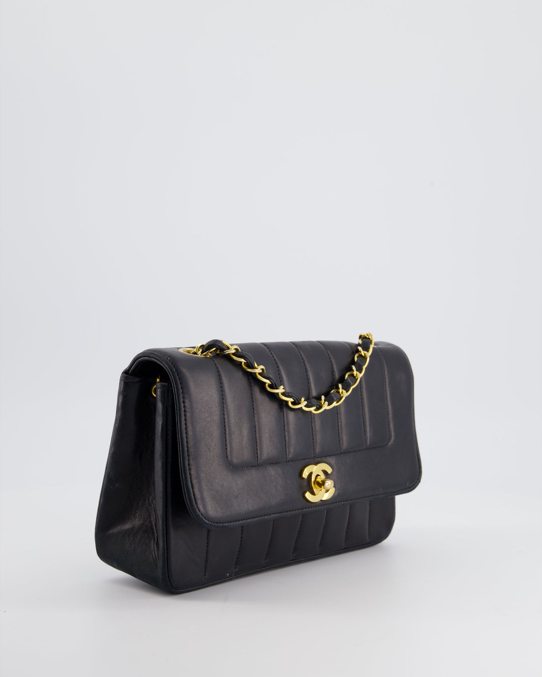 Chanel Navy  Mademoiselle Medium Lambskin Single Flap Bag with 24K Gold Hardware