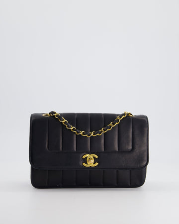 Chanel Navy  Mademoiselle Medium Lambskin Single Flap Bag with 24K Gold Hardware