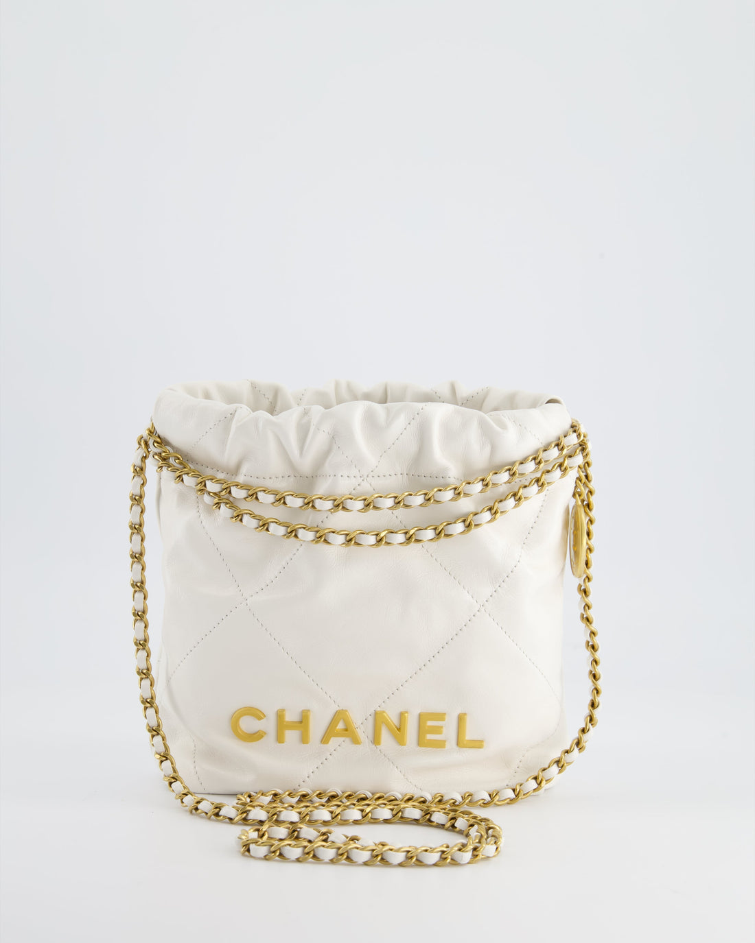*HOT* Pearl Street Bags Chanel Mini 22 Bag in White Calfskin with Gold Hardware