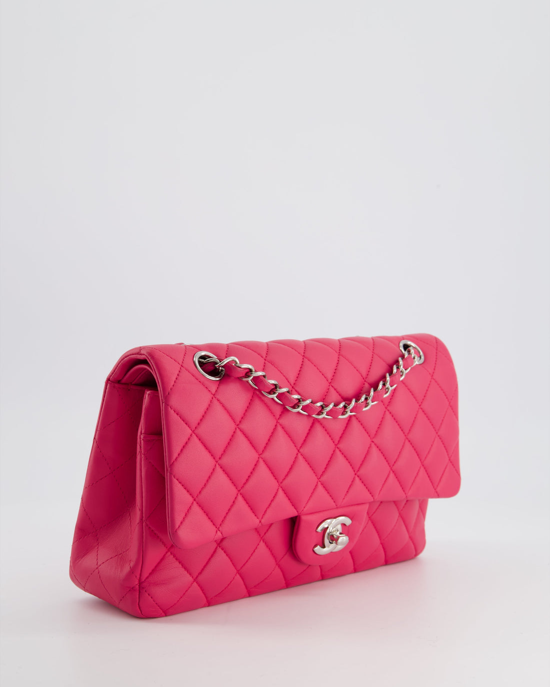 Pearl Street Bags Chanel Hot Barbie Pink Medium Classic Double Flap Bag in Lambskin Leather with  Silver Hardware