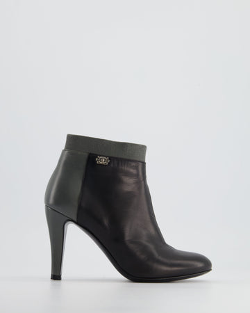Pearl Street Bags Chanel Black, Grey Leather Heel Ankle Boots with CC Logo Size EU 35.5