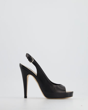 *FIRE PRICE* Pearl Street Bags Chanel Black Open-Tie Sling Back with CC Stitched Logo Size EU 35.5