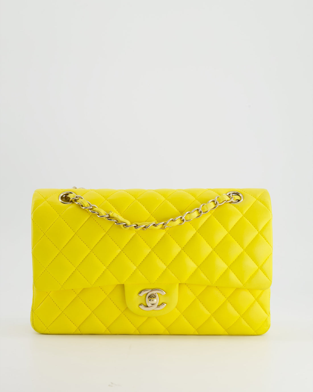 Pearl Street Bags Chanel Canary Yellow Medium Classic Double Flap Bag in Lambskin Leather with Gold Hardware
