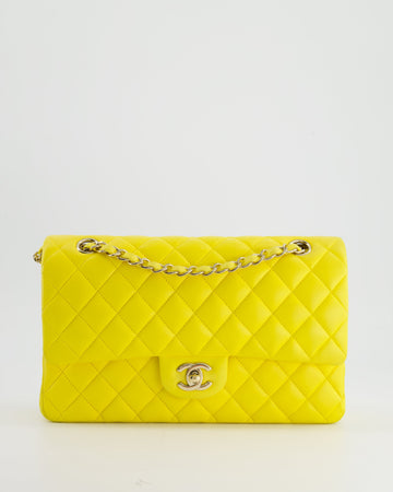 Pearl Street Bags Chanel Canary Yellow Medium Classic Double Flap Bag in Lambskin Leather with Gold Hardware
