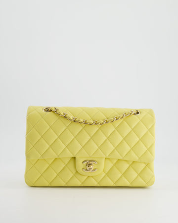 Pearl Street Bags Chanel Sorbet Yellow Medium Classic Double Flap Bag in Caviar Leather with Champagne Gold Hardware