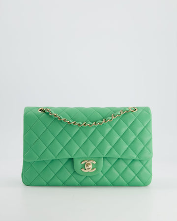 Pearl Street Bags Chanel Mint Green Medium Classic Double Flap in Caviar Leather with Champagne Gold Hardware