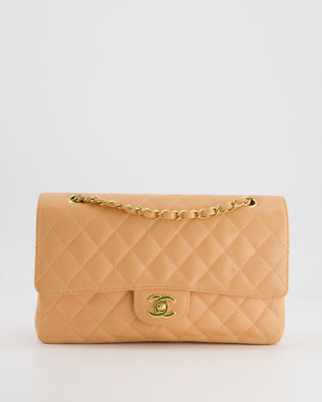 Pearl Street Bags Chanel  Peach Classic Medium Double Flap Bag in Caviar Leather with 24K Gold Hardware