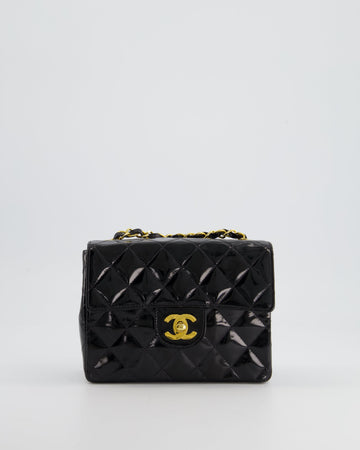 *RARE* Pearl Street Bags Chanel  Black Mini Square Flap Bag in Patent Leather with 24k Gold Hardware