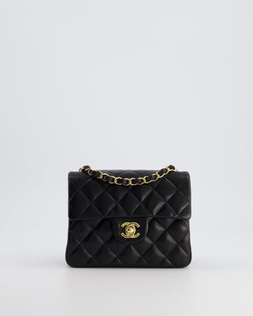 Pearl Street Bags Chanel  Black Mini Square Bag in Lambskin Leather with 24k Gold Hardware