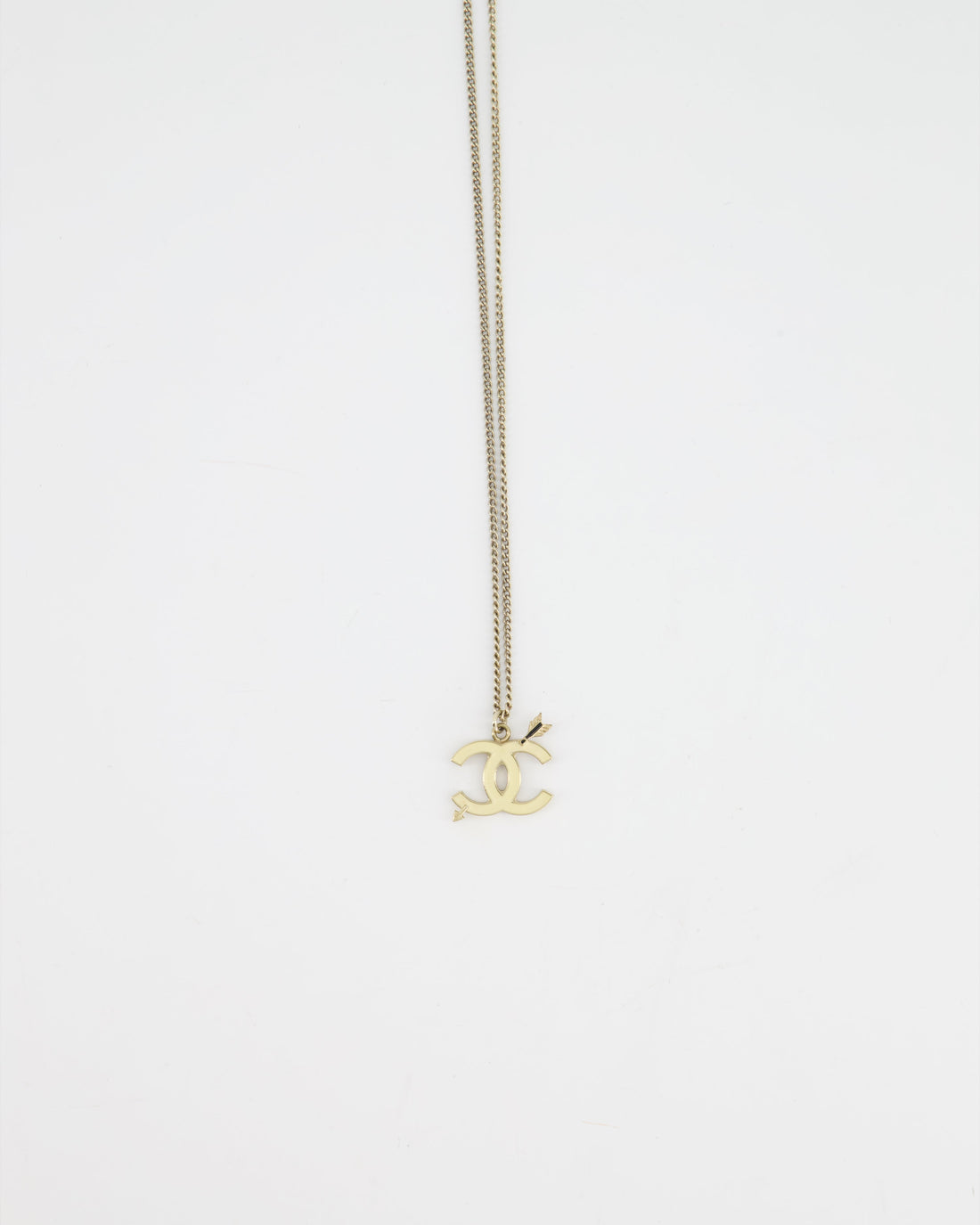 Pearl Street Bags Chanel Champagne Gold Necklace with Cream CC Pendant