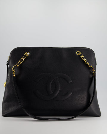 *HOT* Pearl Street Bags Chanel Black  XL Coco Mark Shoulder Bag in Caviar Leather with 24K Gold Hardware