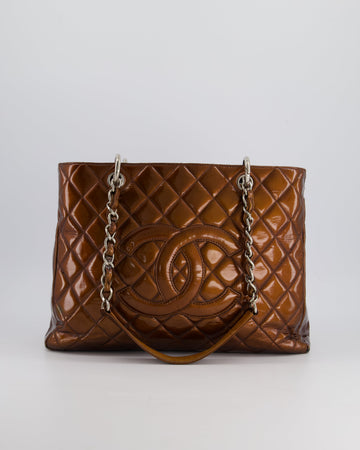 Pearl Street Bags Chanel Bronze GST Grand Shopper Tote Bag in Patent Leather with Silver Hardware