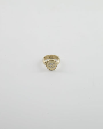 Pearl Street Bags Chanel 19A Antique Champagne Gold Round Ring with Crystal CC Logo