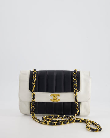 Top Quality Chanel Black, White  Mademoiselle Single Flap Bag in Lambskin Leather with 24K Gold Plated Hardware