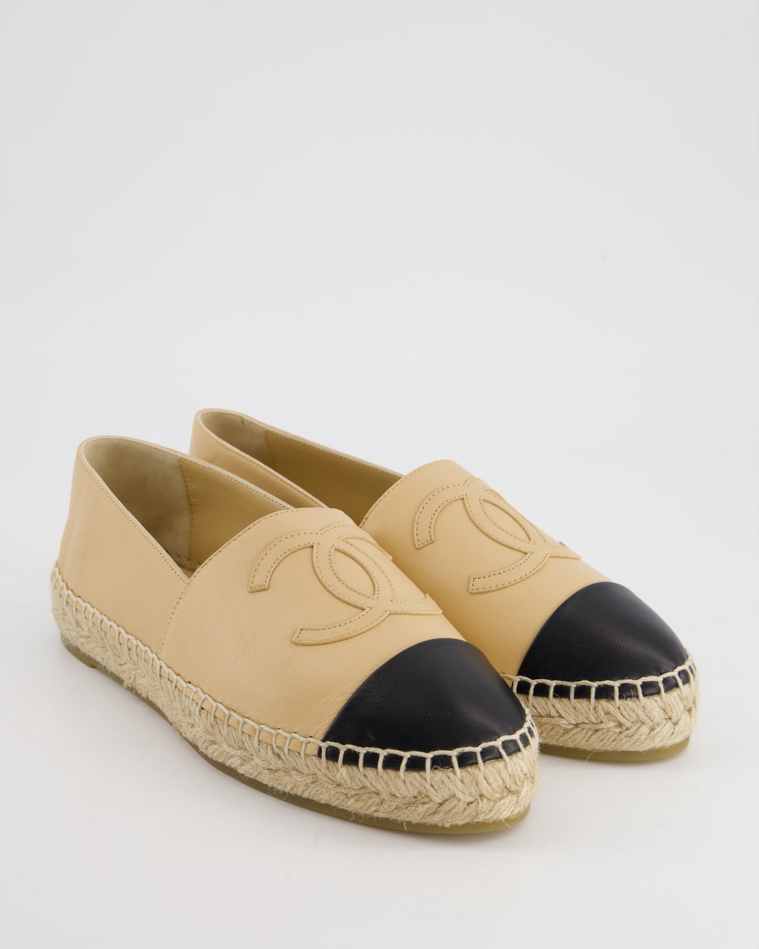 Pearl Street Bags Chanel Beige & Black Leather Espadrilles Shoes Size EU 40 RRP ¬£730