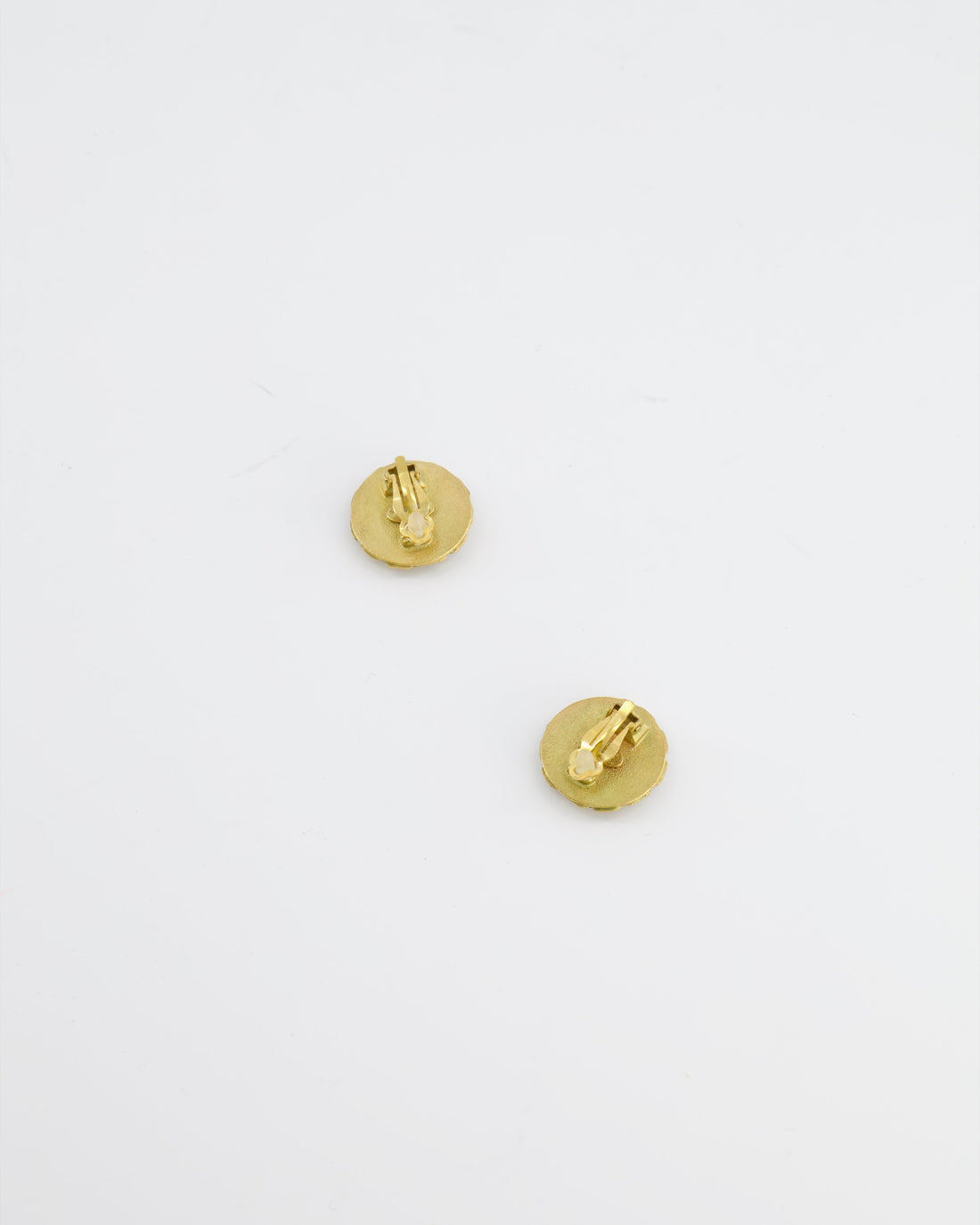 Pearl Street Bags Chanel  Yellow Gold and Black CC Logo Round Clip-On Earrings