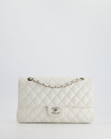Pearl Street Bags Chanel White Medium Classic Double Flap in Caviar Leather with Silver Hardware RRP ¬£8,890