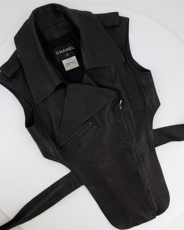 Pearl Street Bags Chanel 12P Black Asymmetric Lambskin Leather Gilet with Belt Size FR 36 (UK 8) RRP ¬£5,500