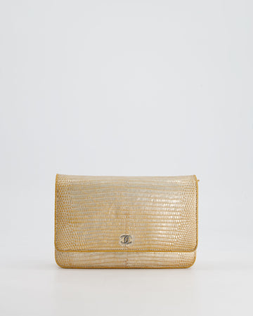 Pearl Street Bags Chanel Metallic Gold Ombre Lizard Wallet on Chain Bag with Gun Metal Hardware