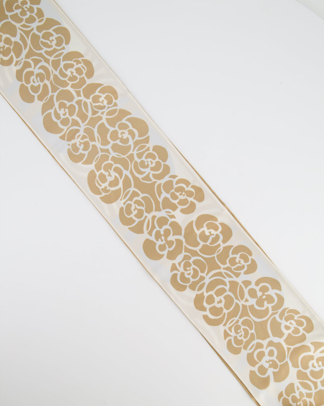 Pearl Street Bags Chanel Gold, Cream and Blue Silk Camelia Printed Scarf