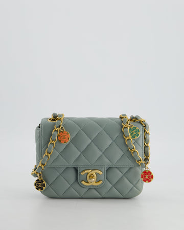 Pearl Street Bags Chanel Grey Mini Flap Bag With Multicolour Coin Details and Brushed Gold Hardware