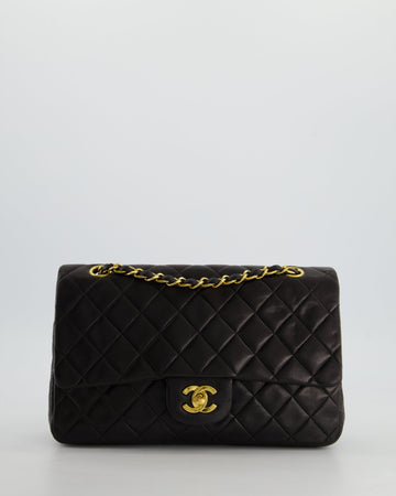 Pearl Street Bags Chanel Black Medium  Double Flap Bag In Lambskin Leather with 24K Gold Hardware
